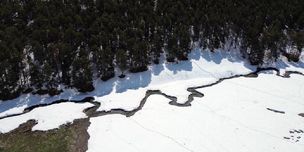 Çetin kış bitti, karlar erimeye başladı: Sarıkamış havadan görüntülendi 6